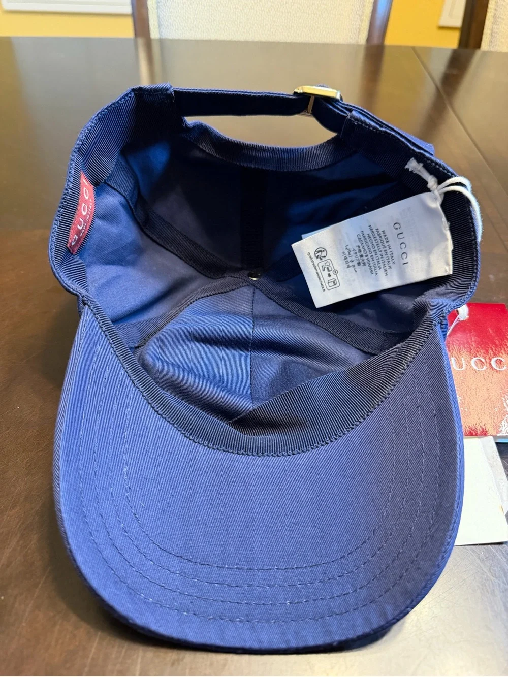 New Authentic Gucci Logo Baseball Hat Navy Size L
